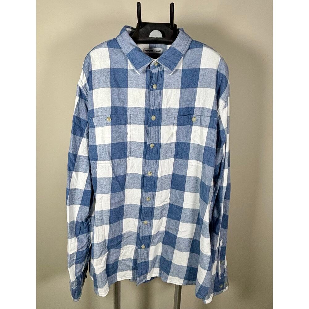 2 Sonoma Plaid Long Sleeve Flannel Shirts Button Up & Chest Pockets Men's Sz XXL